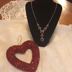Granite red necklace silver plated NWT